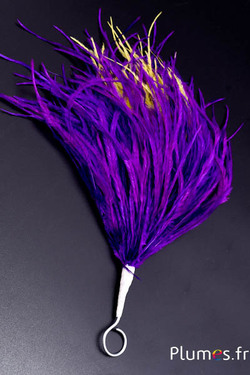 Plumet autruche avec anneau - ht 22-28 cm - aubergine-jaune
